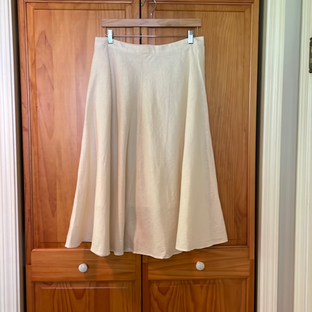 Cream A-line Skirt in Midi Length
